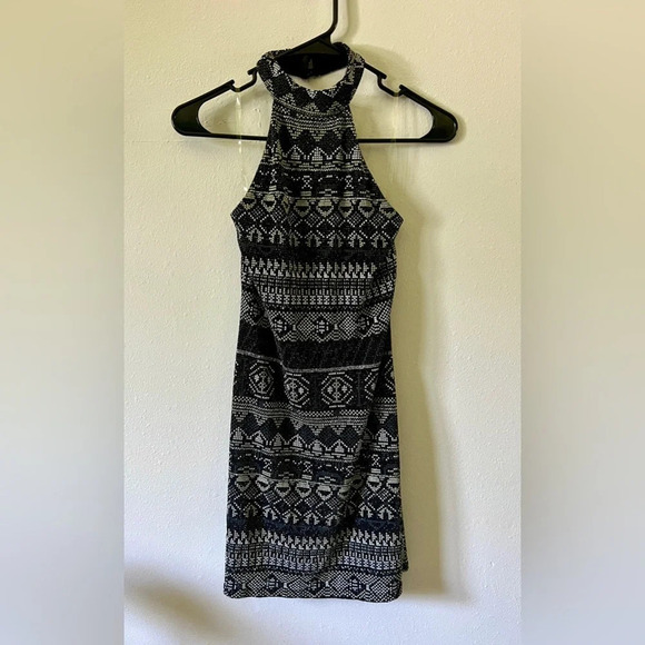 Bebop NWT Metallic Rhinestone Aztech Print Halter Dress - Small - Picture 2 of 6